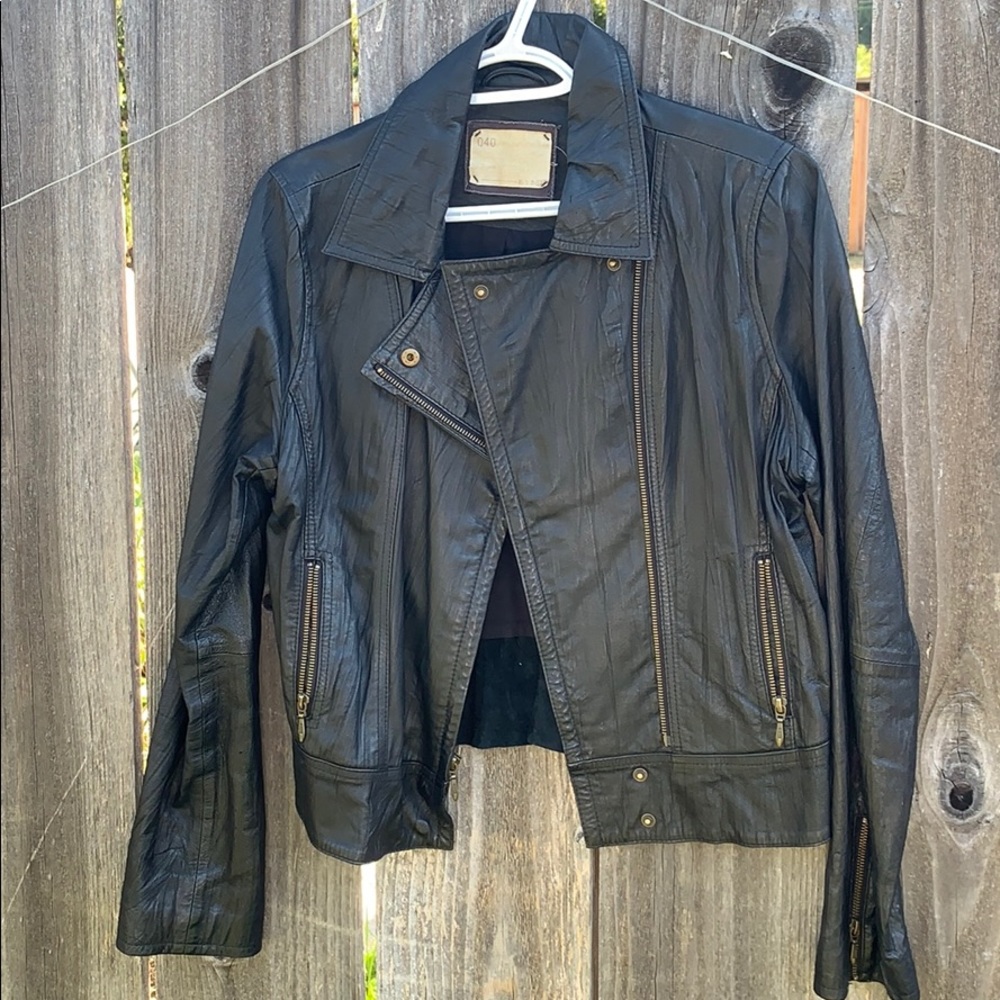 Stylish black leather Moto style jacket